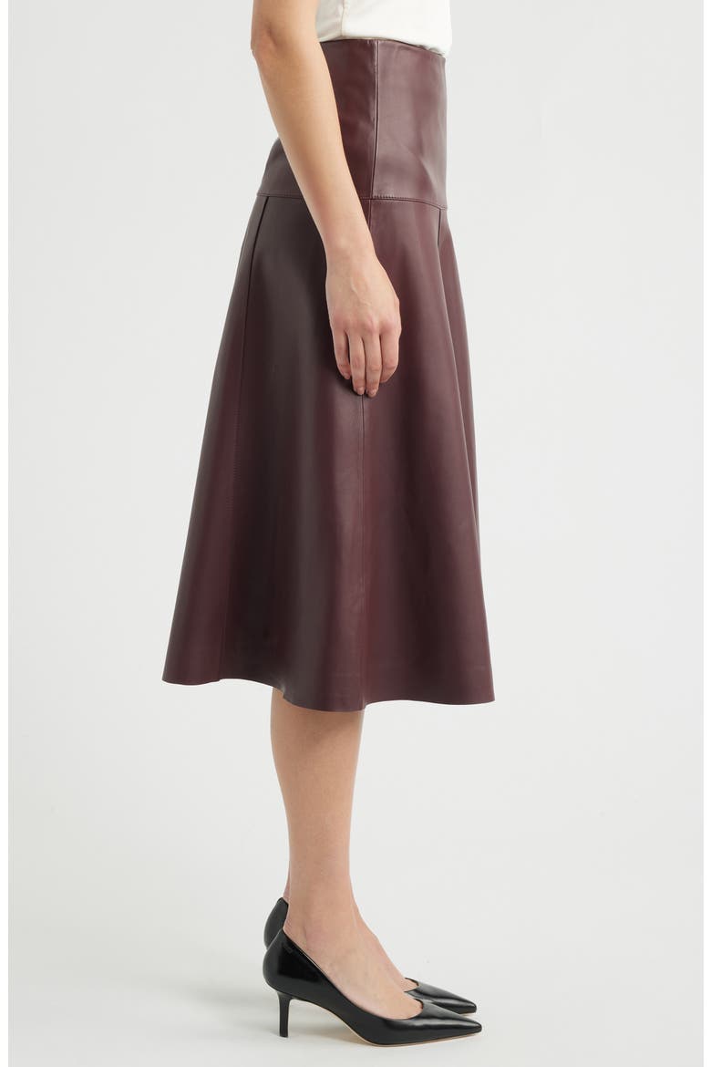 Sevani A-Line Leather Midi Skirt, Alternate, color, MED RD