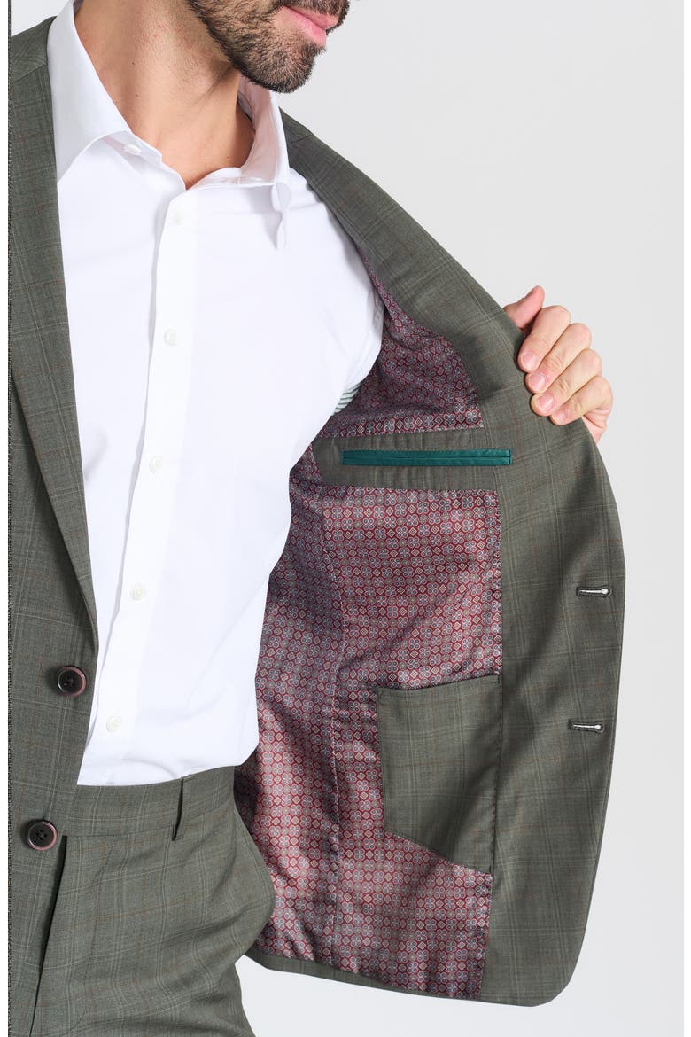 Olive Windowpane Plaid Wool Blend Suit, Alternate, color, OLIVE