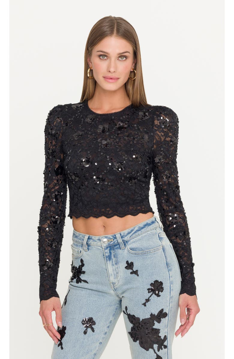 Generation Love Safia Sequin Lace Top, Main, color, Black