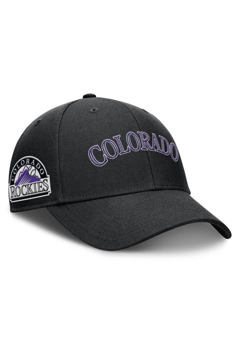 Men's Nike Black Colorado Rockies Rise Gaberdine Adjustable Hat, Main, color, Black