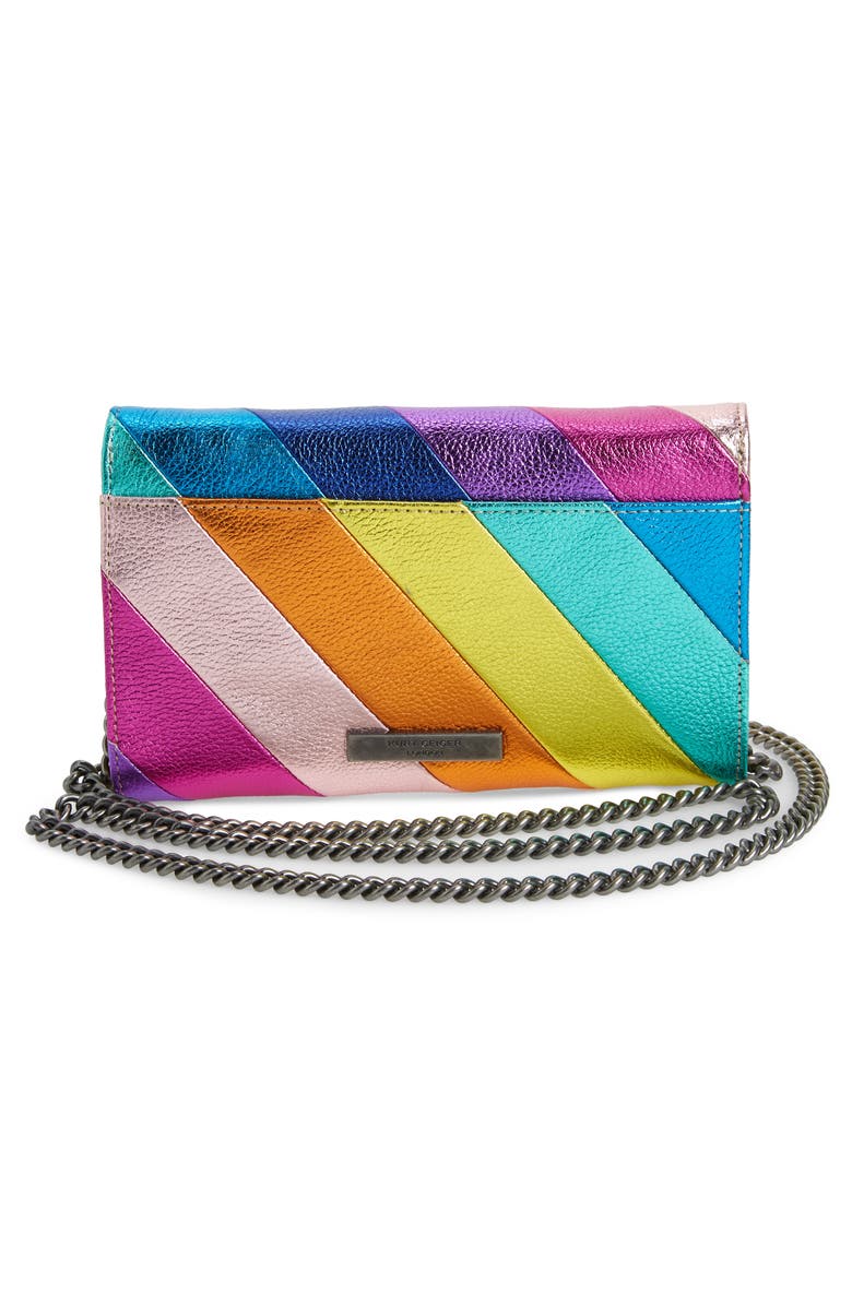 Kurt Geiger London Stripe Leather Chain Wallet, Alternate, color,
