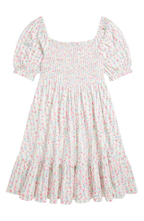 Kids' Floral Smocked Cotton Jersey Dress (Big Kid)
