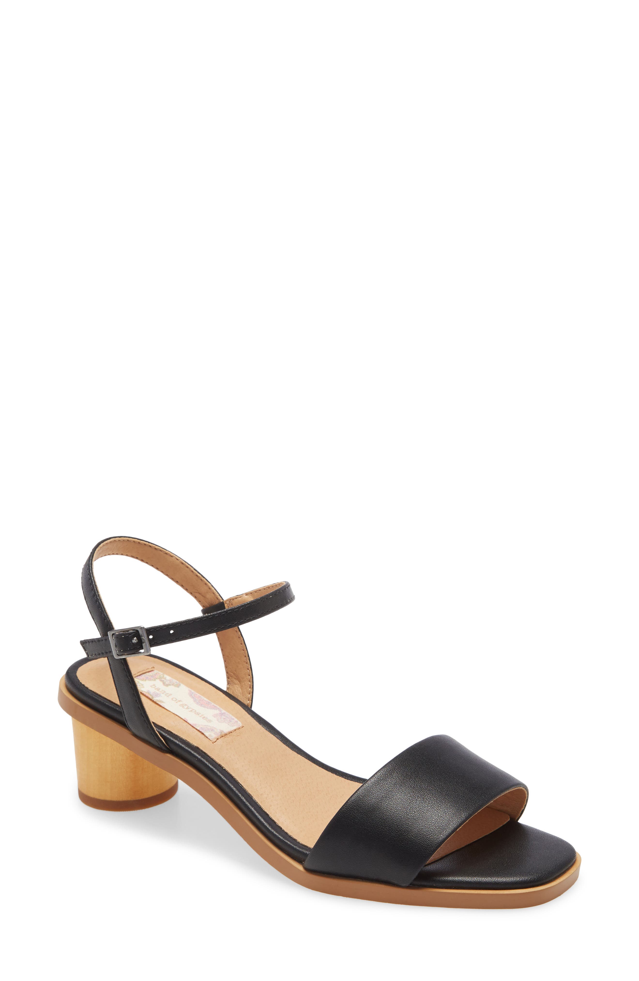 Topanga Column Heel Sandal, Main, color, BLACK VEGAN LEATHER