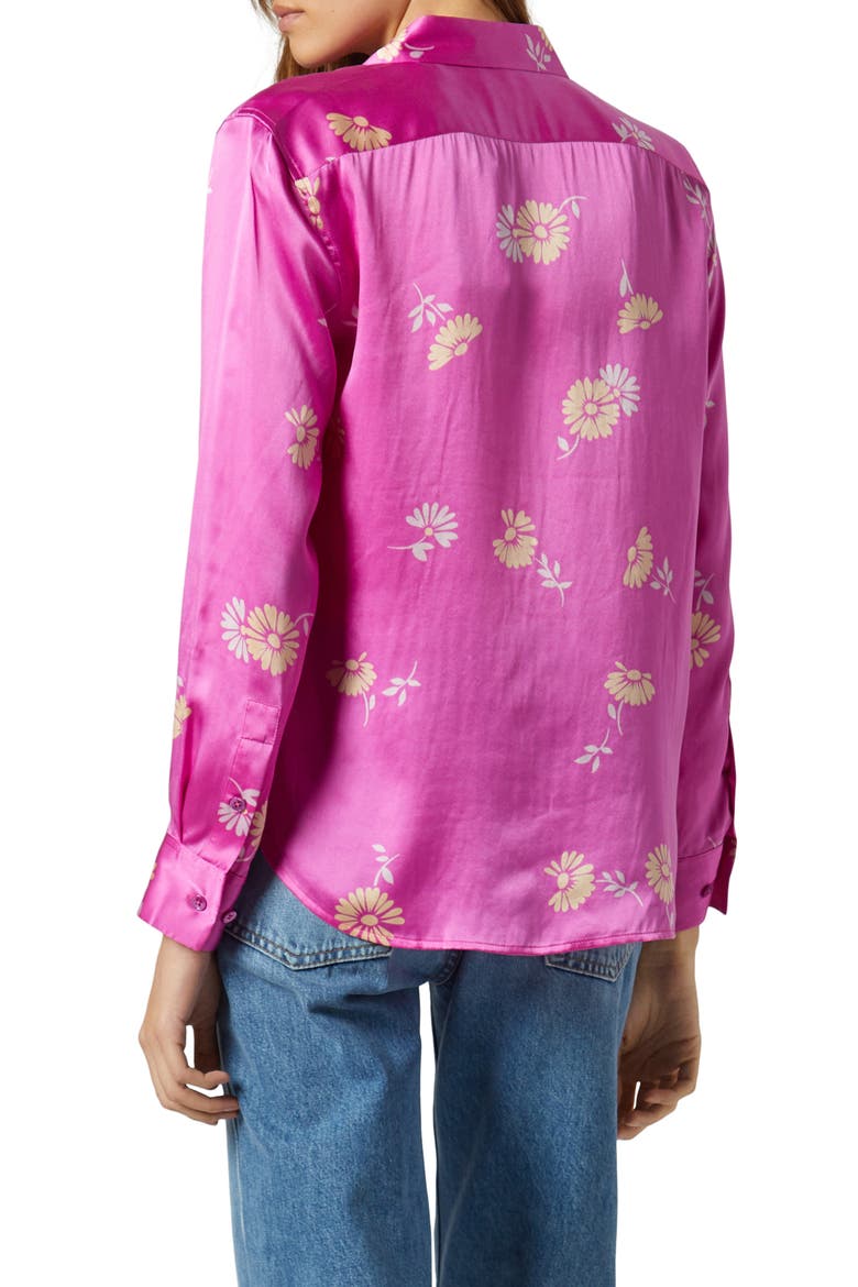 Leema Floral Print Silk Shirt, Alternate, color, ROSE MULTI