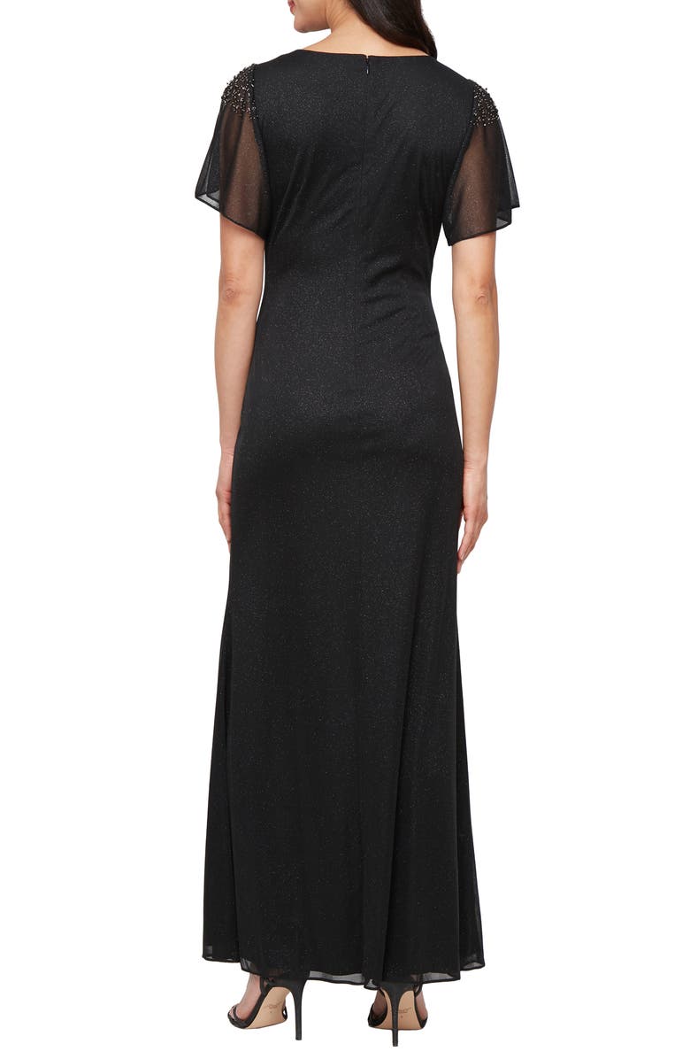 SL FASHIONS Sparkle Embellished Shoulder Gown, Alternate, color,