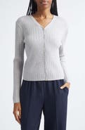 Vince Cable Stitch Merino Wool Blend V-Neck Cardigan