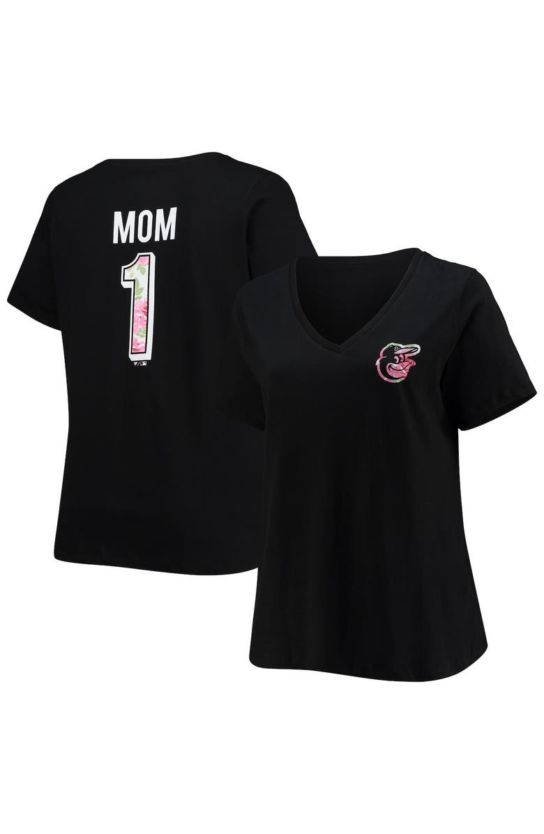 PROFILE Women's Black Baltimore Orioles Plus Size #1 Mom 2-Hit V-Neck T-Shirt, Main, color, 