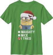 Despicable Me Boys' Christmas Minion I Tried Short Sleeve Graphic T-Shirt