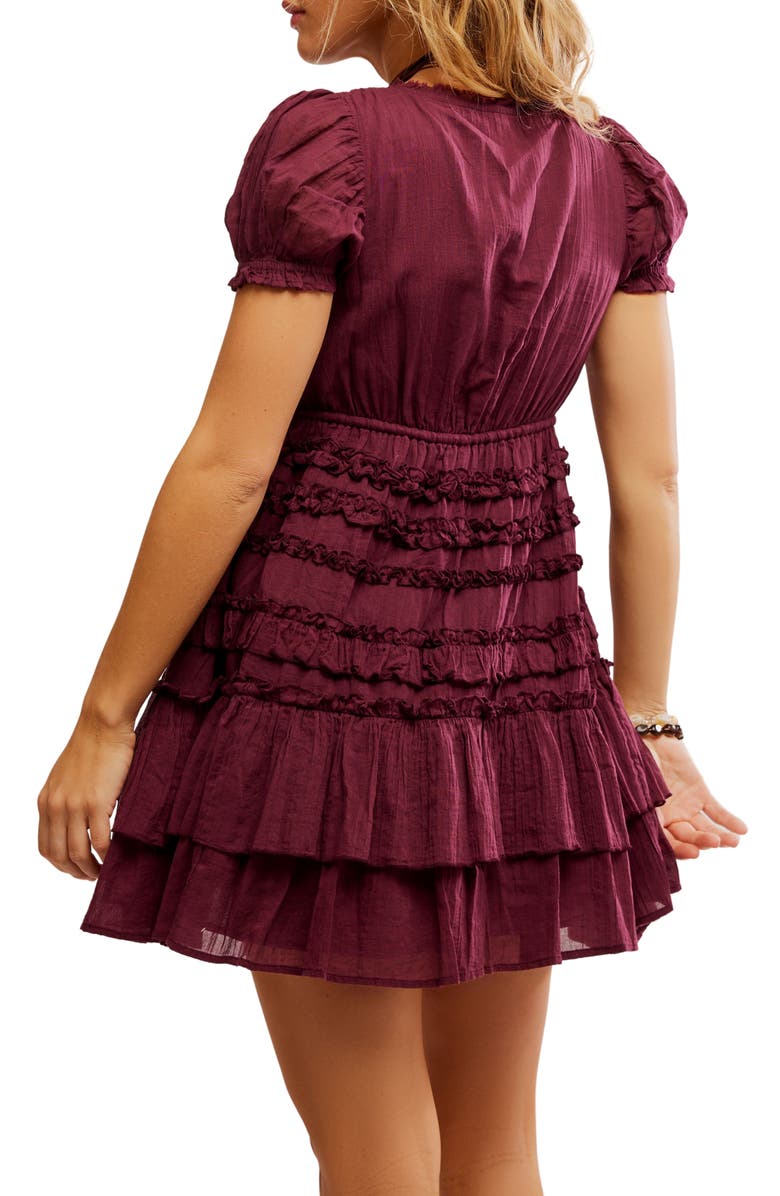 Free People Darcy Layered Ruffle Minidress, Alternate, color, Maroon
