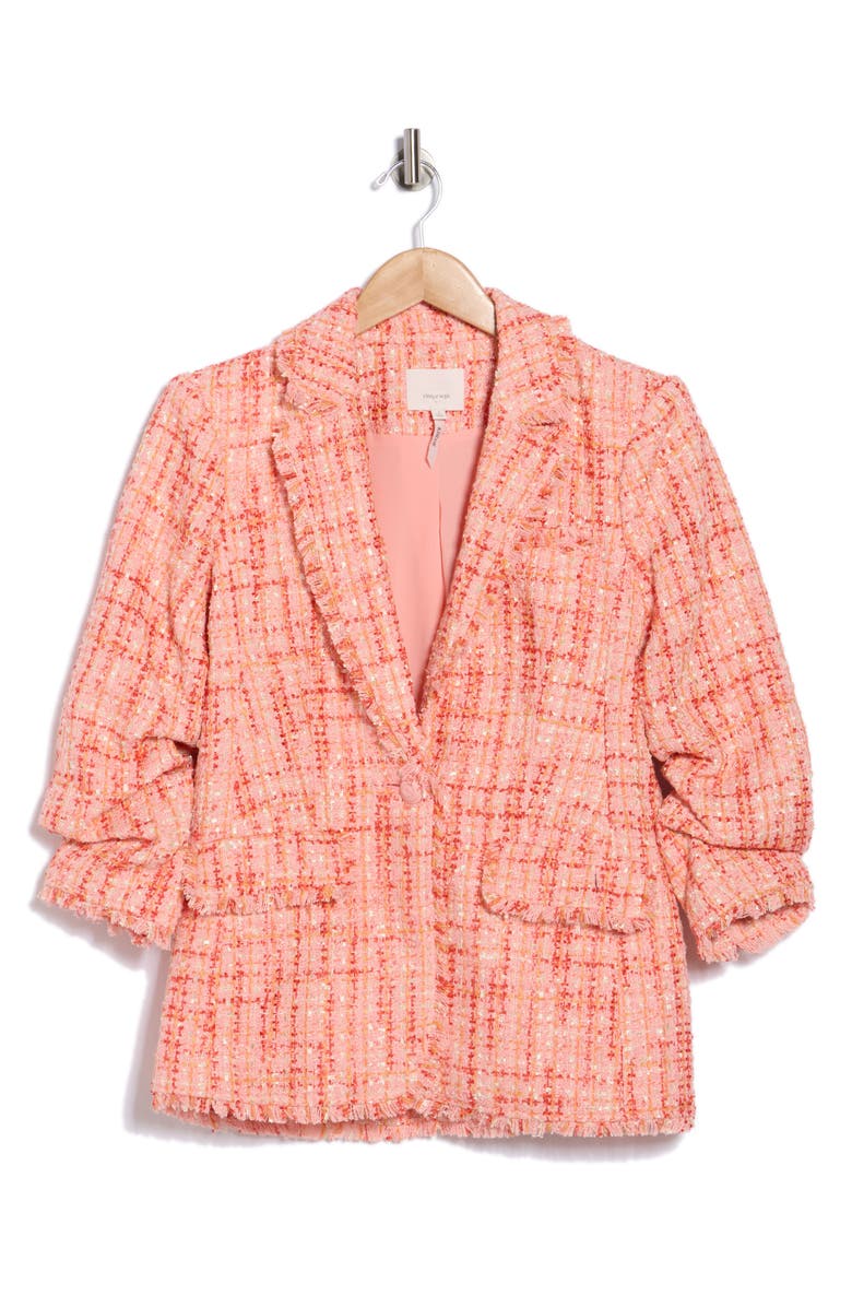 Cinq à Sept Lucie Khloe Bouclé Blazer, Main, color, Pink Poppy Multi