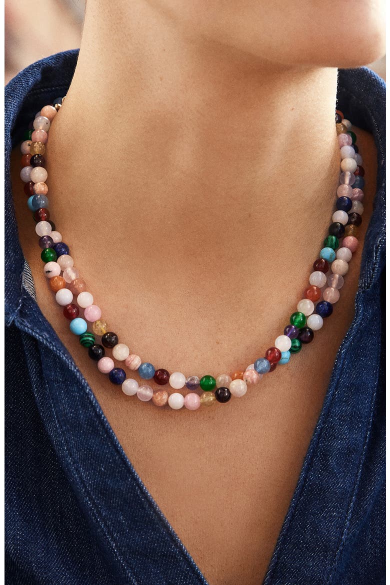 Semiprecious Stone Beaded Necklace, Alternate, color, WHITE MULTI