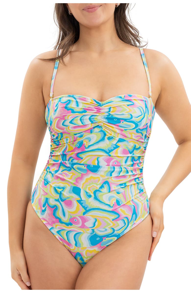Kenny Flowers The St. Lucia - Bandeau One Piece with Removable Straps, Main, color, Multi