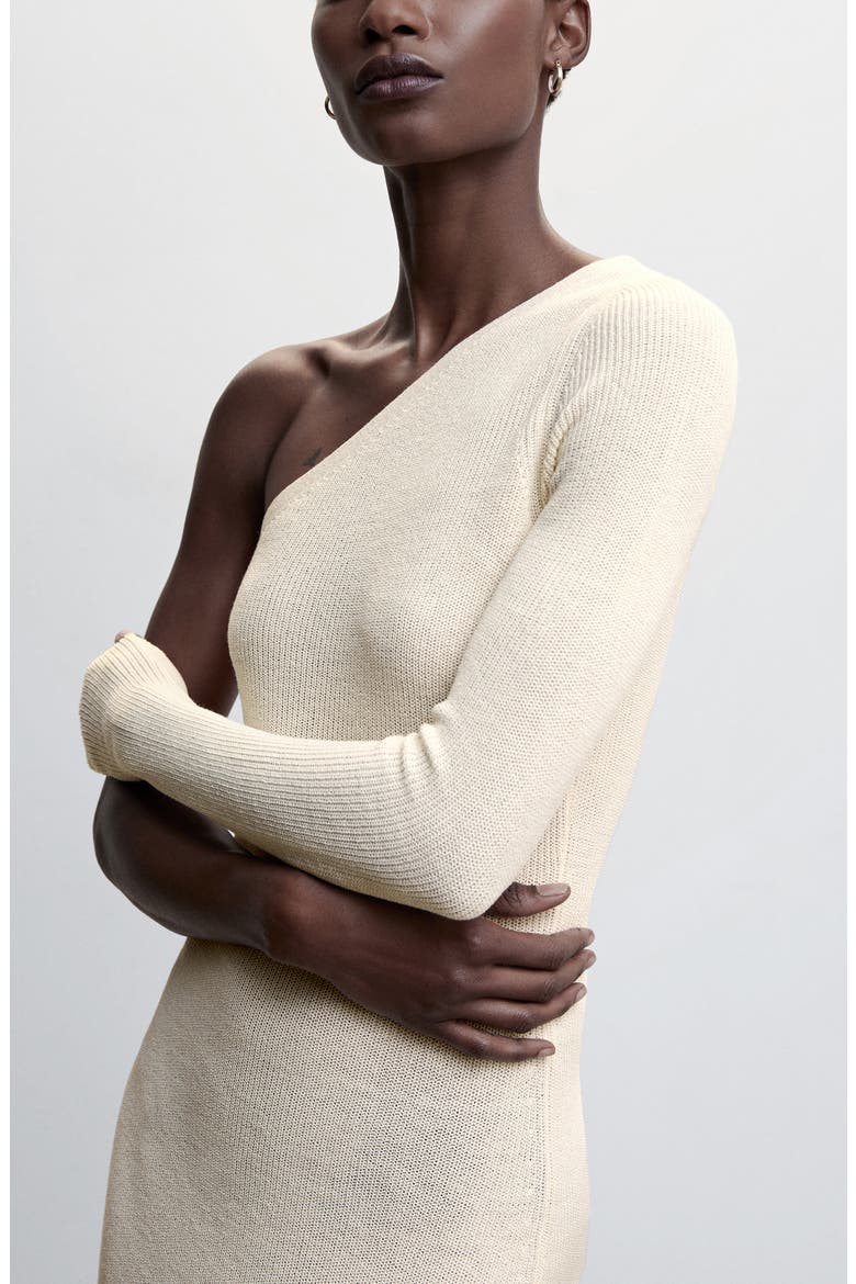 One-Shoulder Sweater Dress, Alternate, color, ECRU