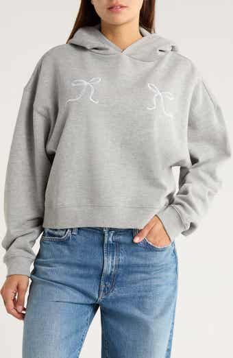 Hi Res Embroidered Bow Cropped Hoodie