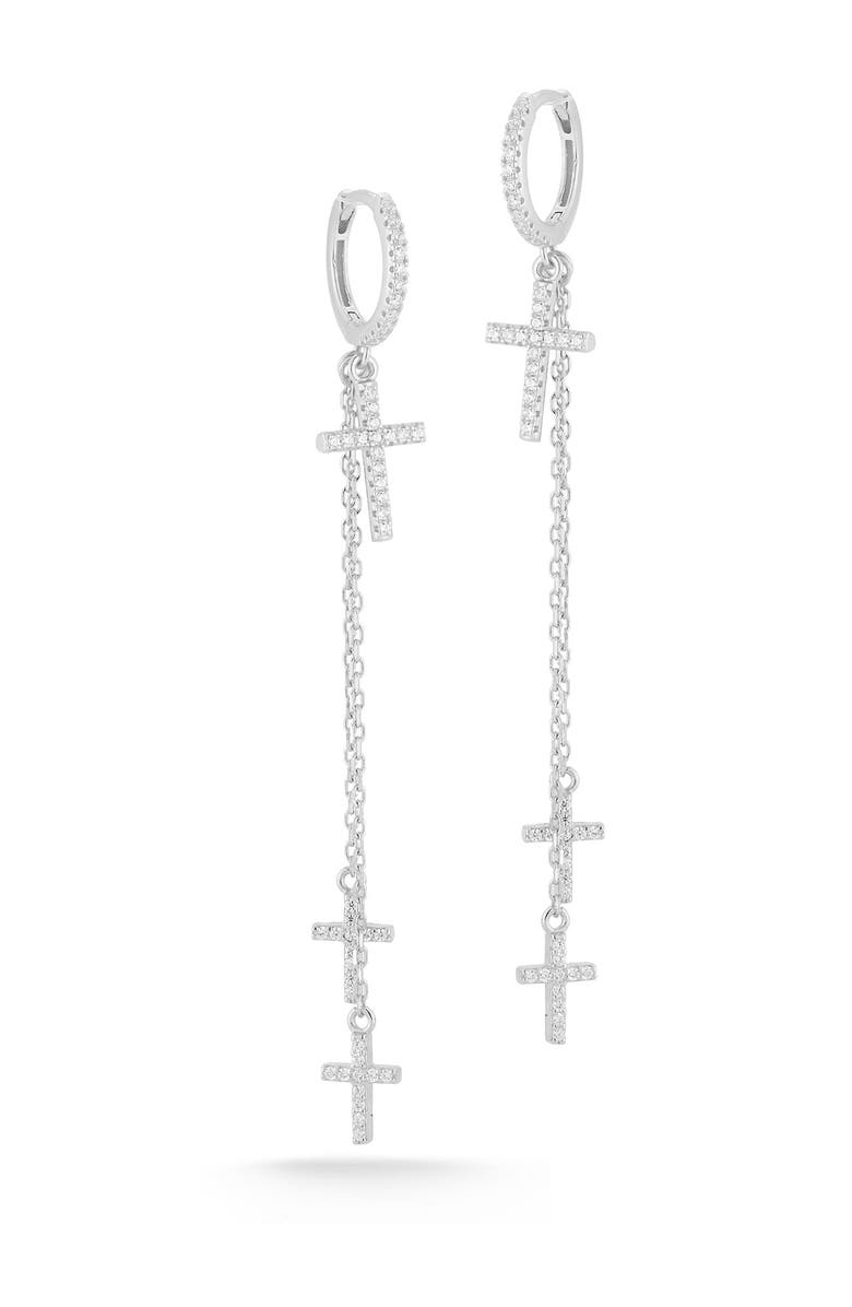 SPHERA MILANO CZ Cross Drop Huggie Earrings, Main, color, 