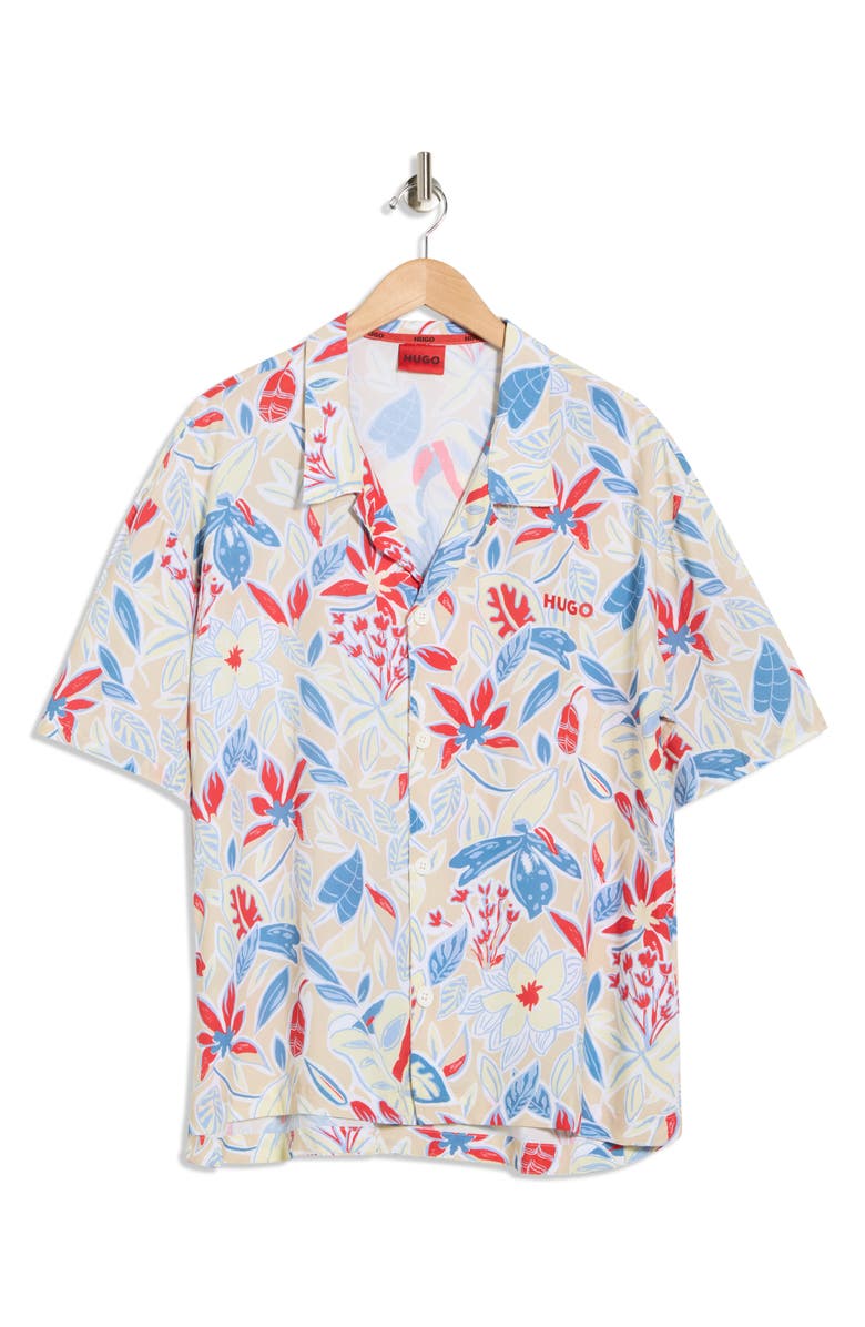 BOSS Beach Camp Shirt, Alternate, color, Natural