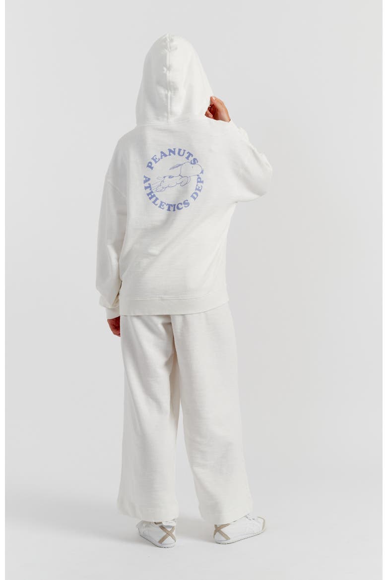 Snoopy Graphic Jog On Cotton Hoodie, Alternate, color, Cream
