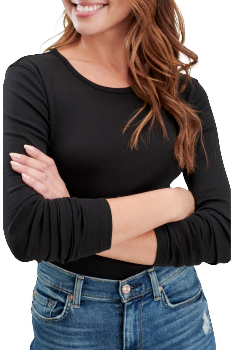 Classic Long Sleeve Crewneck T-Shirt, Main, color, BLACK