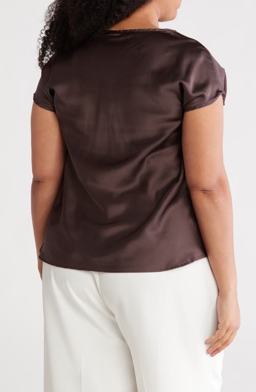 Renee C Cowl Neck Short Sleeve Satin Top