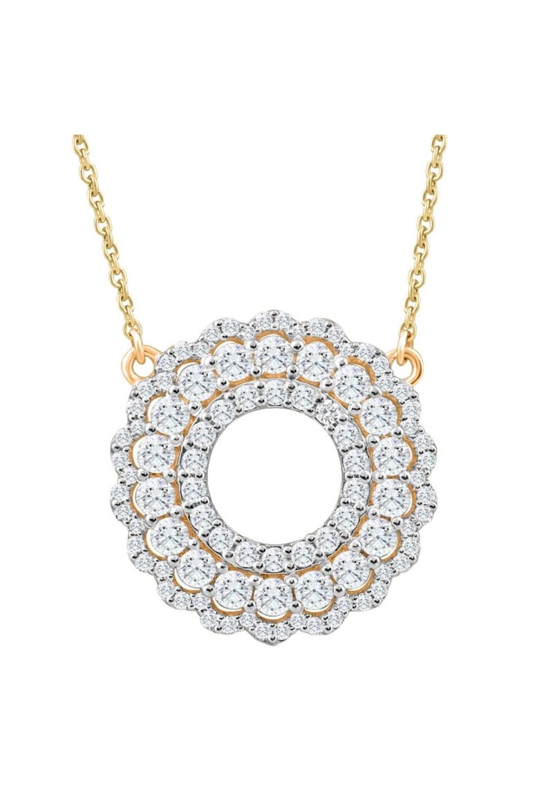 1Ct TW Diamond Circle Pendant Women's Lab Grown 18mm Wide 18" Necklace, Main, color, 10k yellow Gold