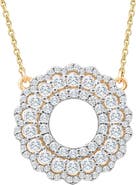 Bliss Diamond 1Ct TW Diamond Circle Pendant Women's Lab Grown 18mm Wide 18" Necklace