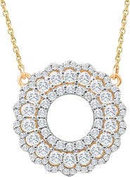 Bliss Diamond 1Ct TW Diamond Circle Pendant Women's Lab Grown 18mm Wide 18" Necklace