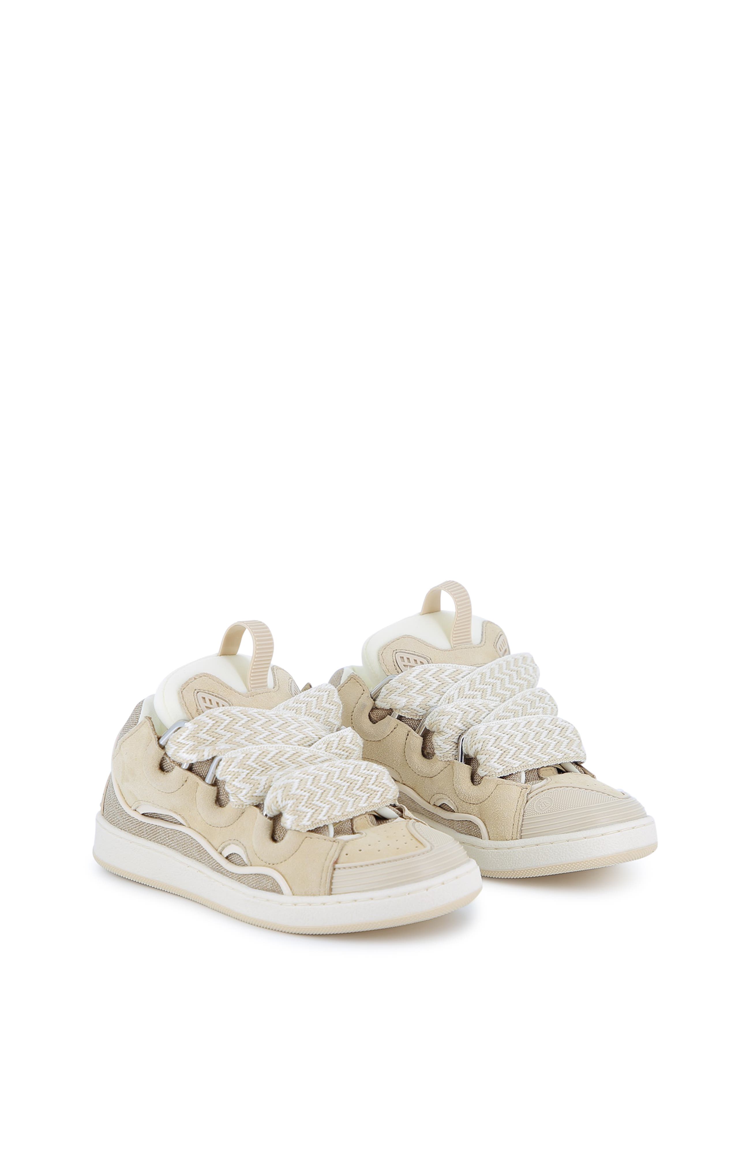 Lanvin Kids Curb Sneakers With Laces, Alternate, color, Beige