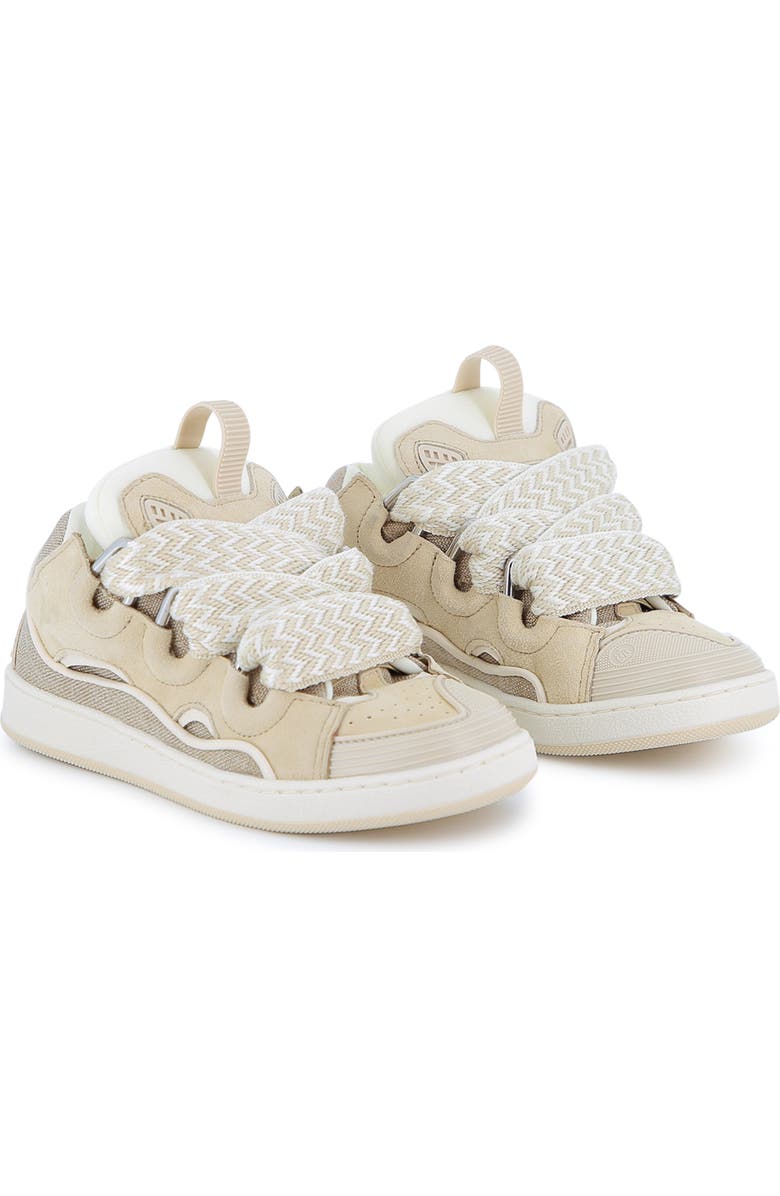 Lanvin Kids Curb Sneakers With Laces, Alternate, color, Beige