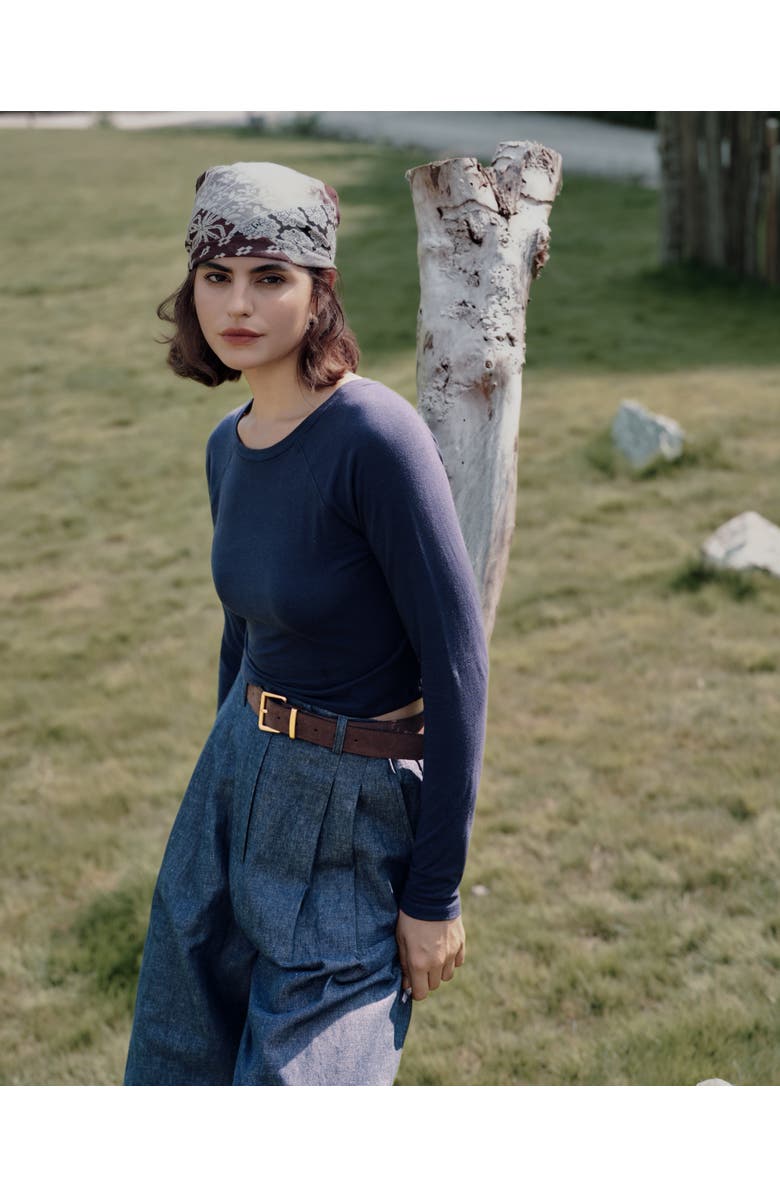 JUANA Hemp Essentials Cropped Raglan Tee, Alternate, color, Navy