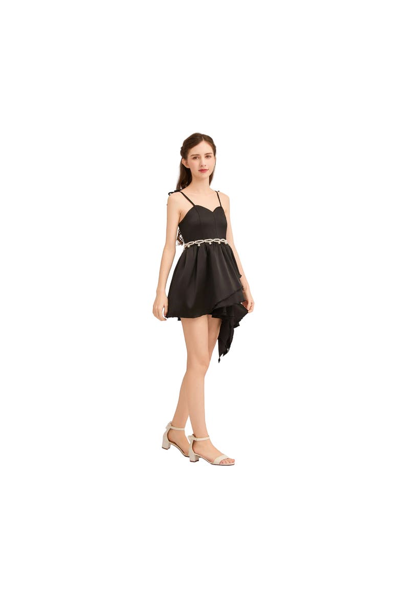 Sweetheart Bow Belt Dress, Alternate, color, Black