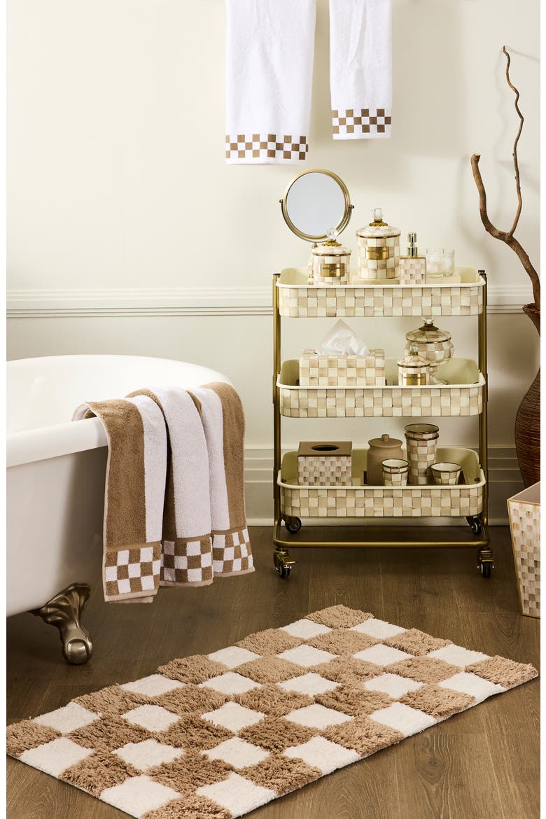 Checkerboard Taupe Bath Rug, Alternate, color, BEIGE