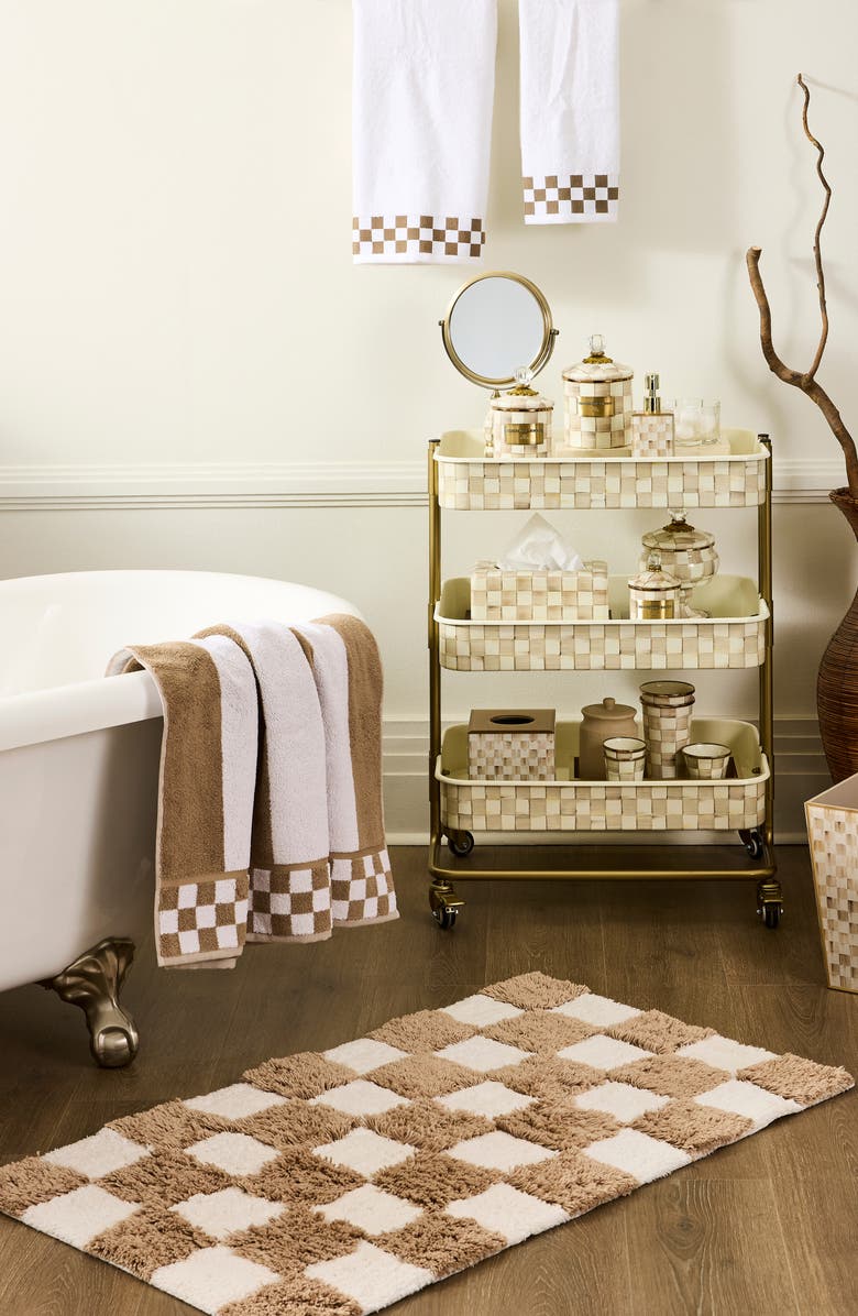 MACKENZIE CHILDS Checkerboard Taupe Bath Rug, Alternate, color, Beige