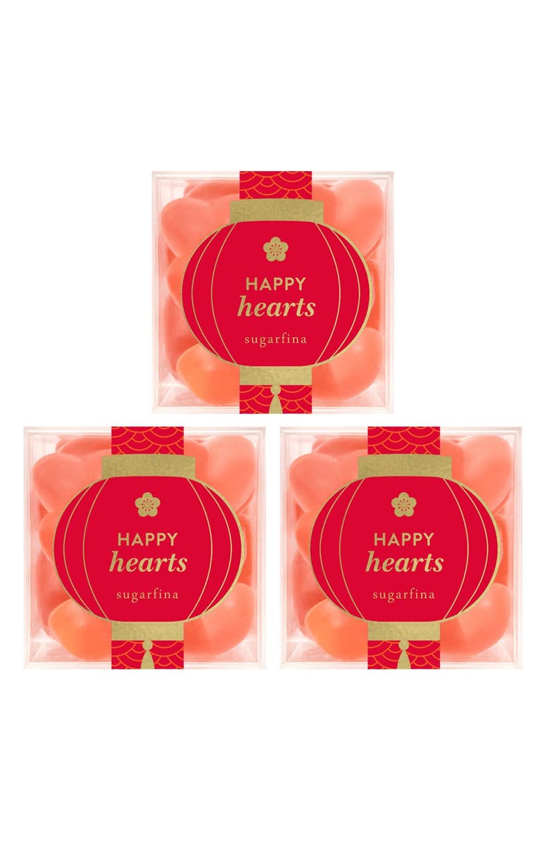 sugarfina Lunar New Year Set of 3 Happy Hearts Candy Cubes, Main, color, 