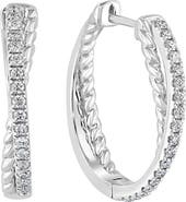 EFFY Twisted Pavé Diamond Hoop Earrings in 14K White Gold
