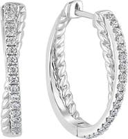 EFFY Twisted Pavé Diamond Hoop Earrings in 14K White Gold