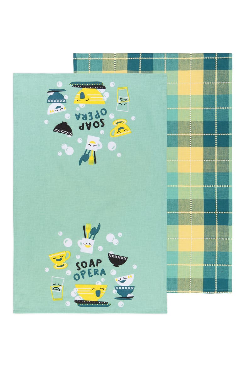 Soap Opera Set of 2 Tea Towels, Main, color, SOAP OPERA