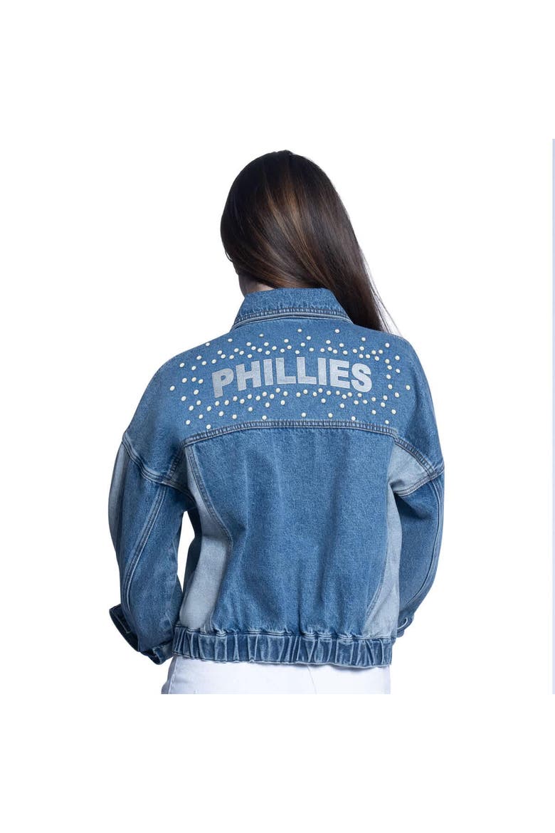 Women's G-III Sports by Carl Banks Philadelphia Phillies Victory Oversized Button-Up Denim Jacket, Alternate, color, Denim