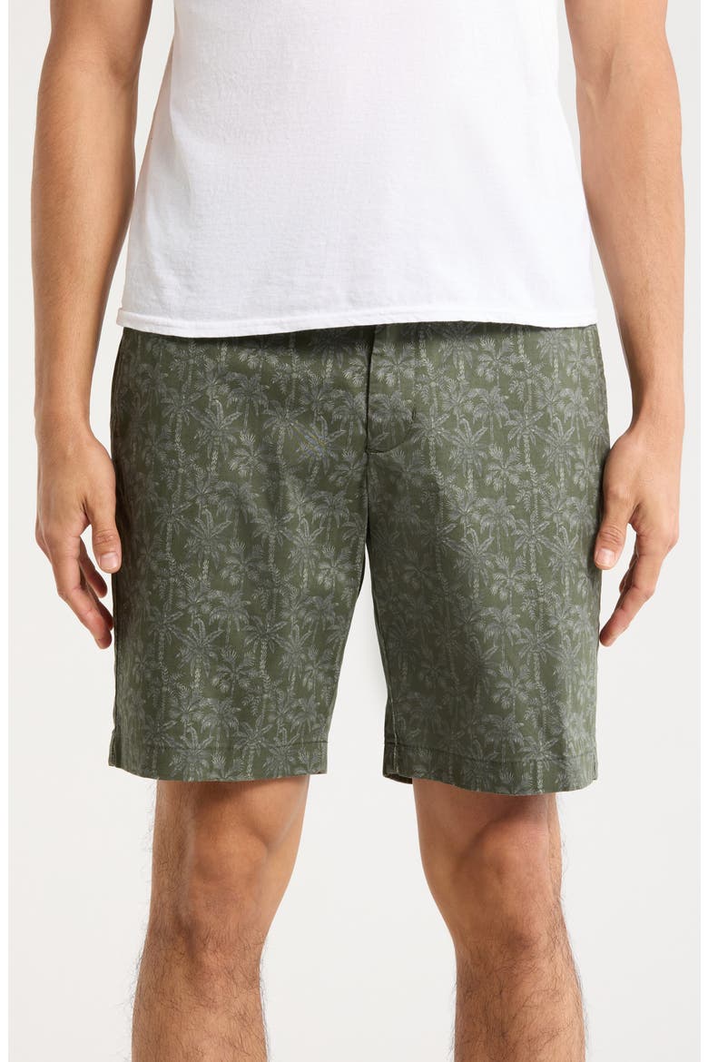 Rich Palms Print Shorts, Main, color, DARK TEA LEAF