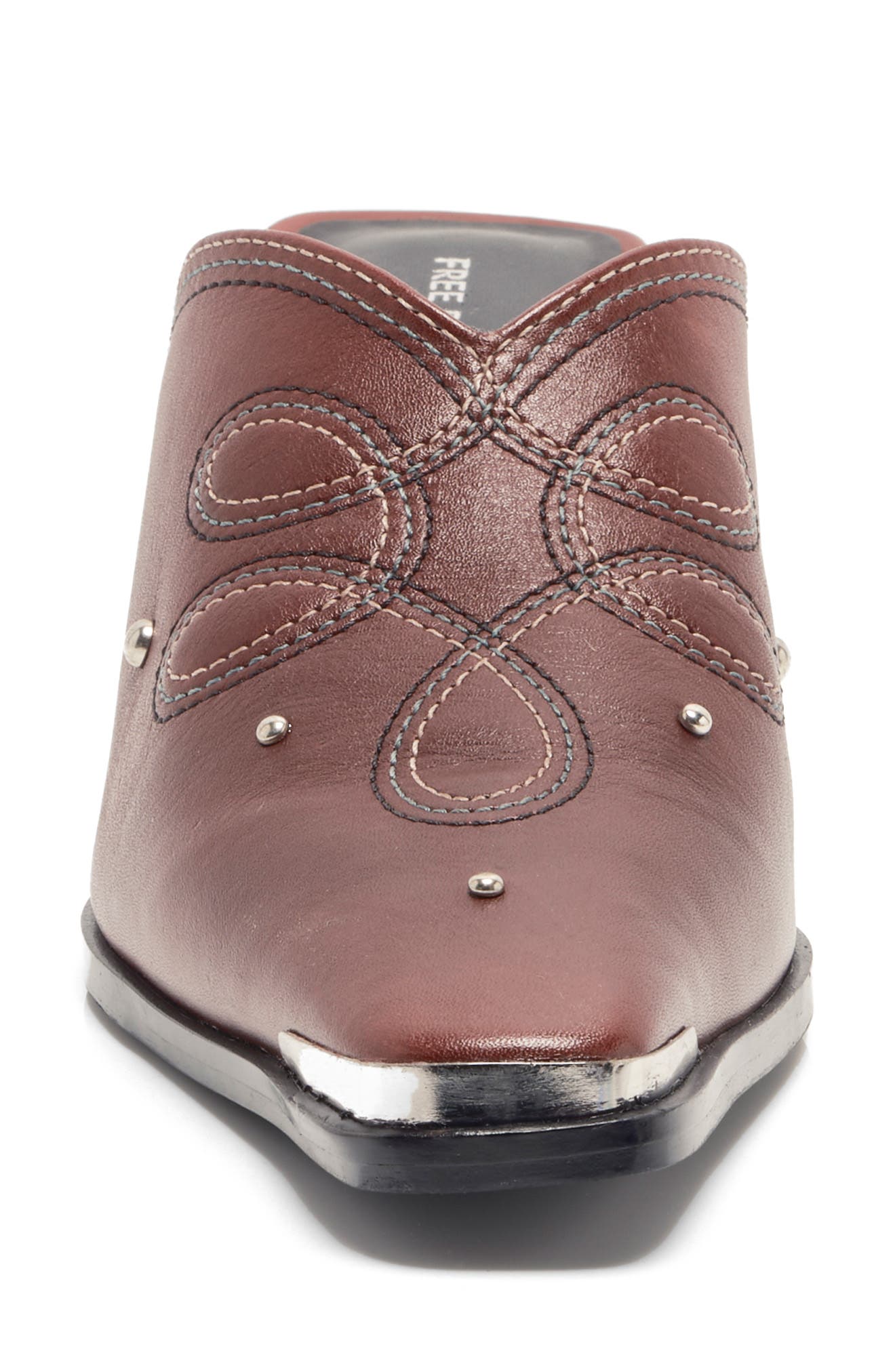 Free People Roxi Western Mule, Alternate, color, Cabernet Leather