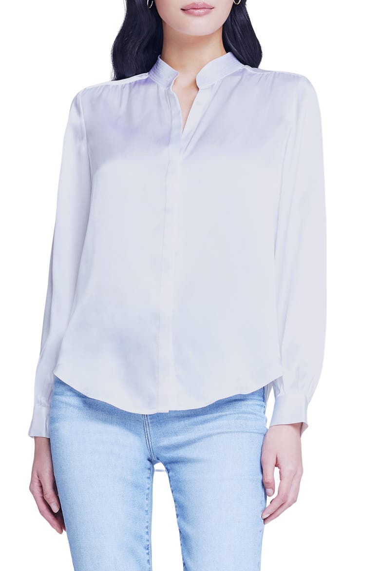 Bianca Silk Satin Blouse, Main, color, WHITE