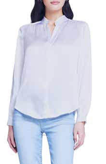 L'AGENCE Bianca Silk Satin Blouse