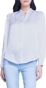 L'AGENCE Bianca Silk Satin Blouse