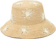 San Diego Hat Sol Embroidered Raffia Bucket Hat
