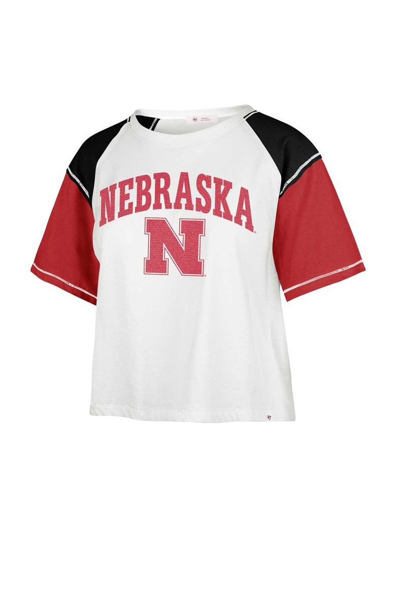 Women's '47 White Nebraska Huskers Serenity Gia Cropped T-Shirt, Alternate, color, White
