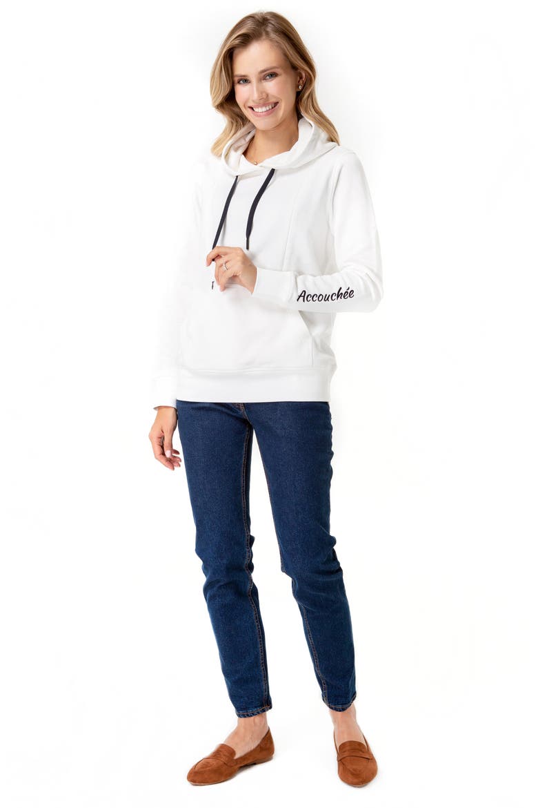 Iconic Maternity/Nursing Hoodie, Alternate, color, EGG SHELL