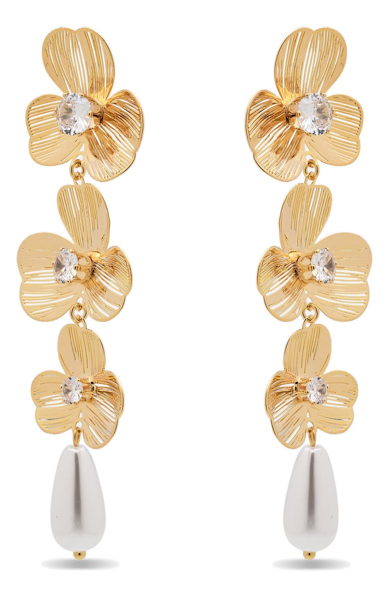EYE CANDY LOS ANGELES Solana Bloom Faux Pearl Drop Earrings, Alternate, color, Gold