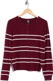 Bobeau Buttoned Striped Cardigan