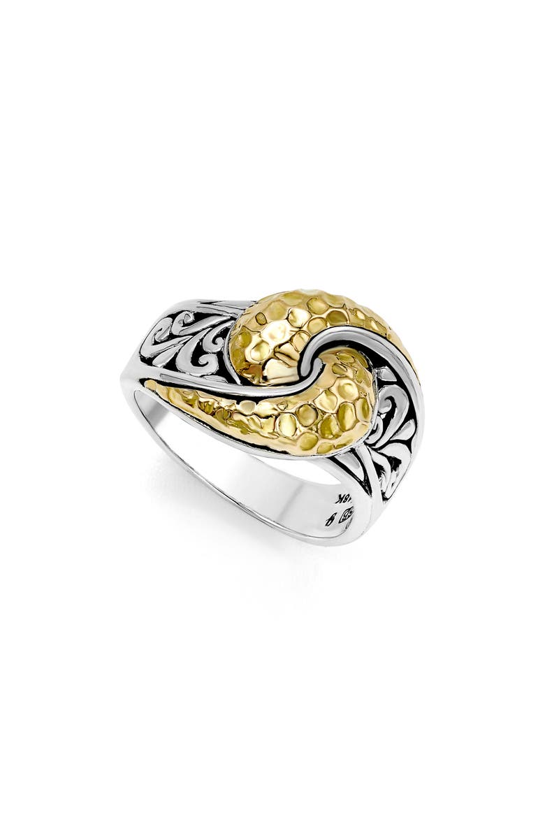 SAMUEL B. Sterling Silver & Hammered 18K Gold Twist Ring, Main, color, Silver And Gold