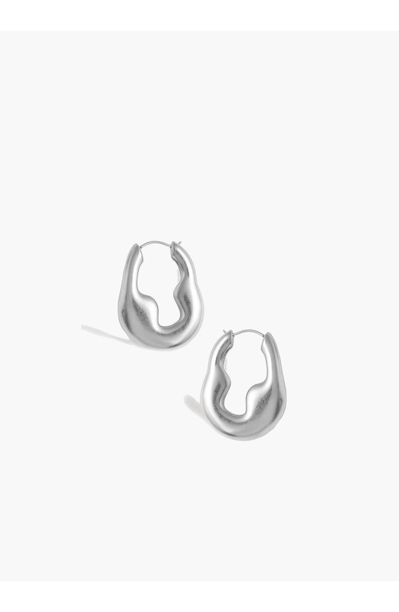 YOJ Luna Drop Hoops in Silver, Main, color, Silver