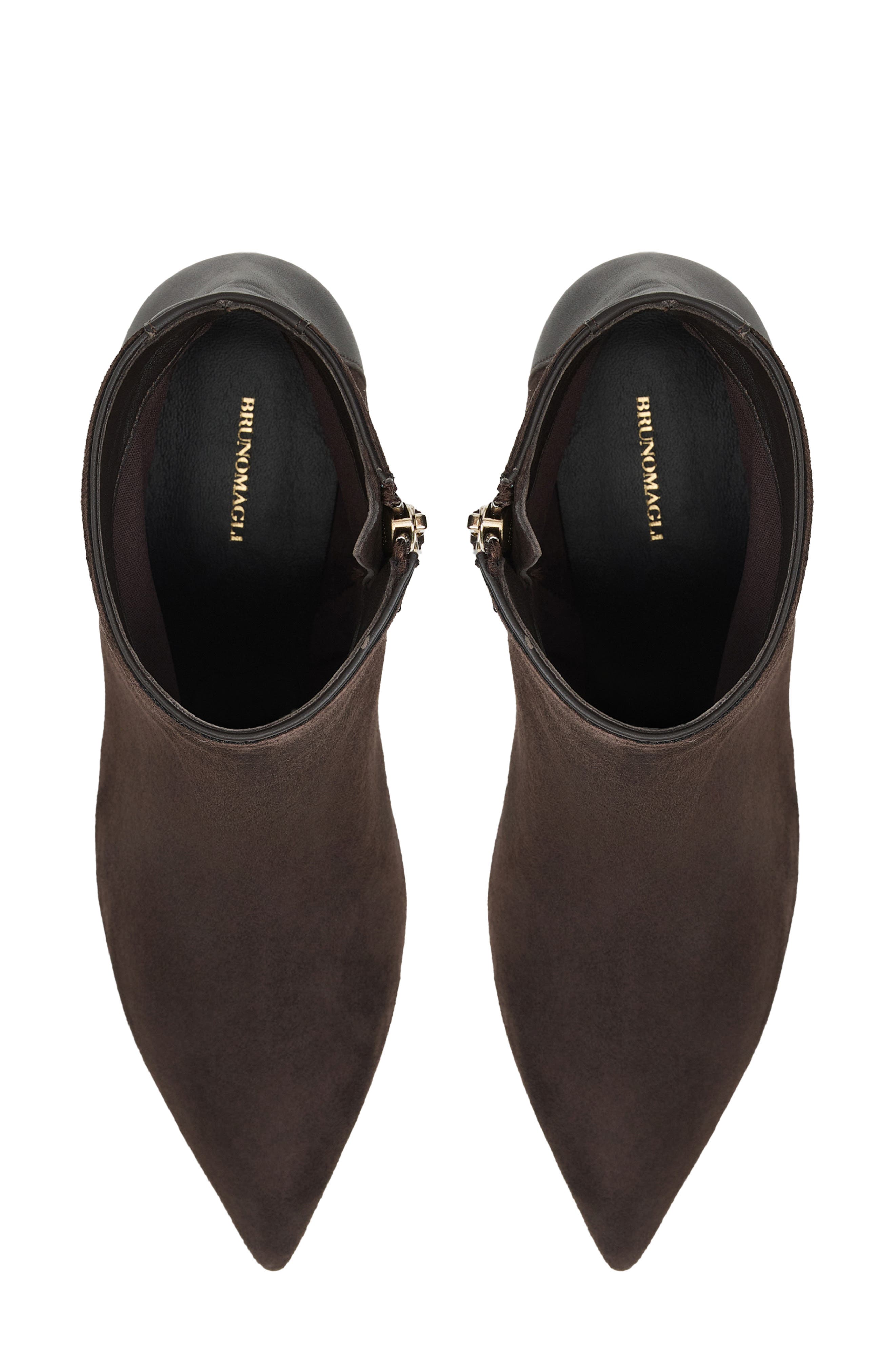 Fiama Pointed Toe Bootie, Alternate, color, DARK BROWN SUEDE